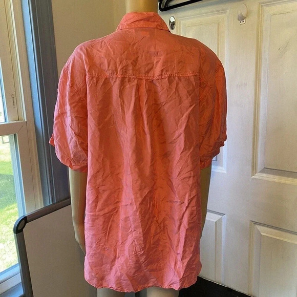 VTG Silk King 100% Silk Buttons Up Shirt Women Size L Pink Pockets - Picture 5 of 6